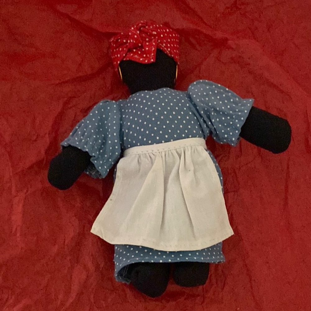 Vintage 6”Rag Cloth Jamaican blank face doll Americana w/ clothes & earrings